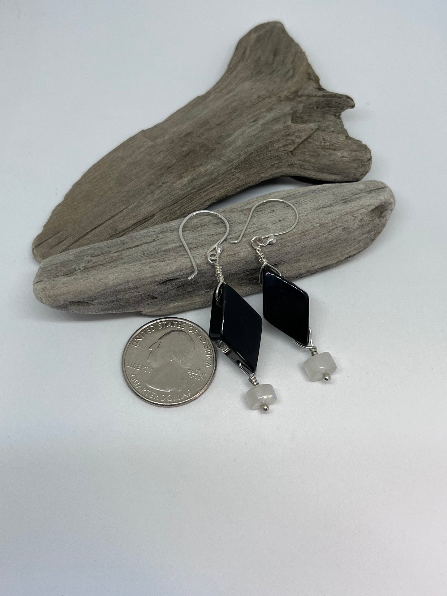 Black Onyx & Moonstone Earrings