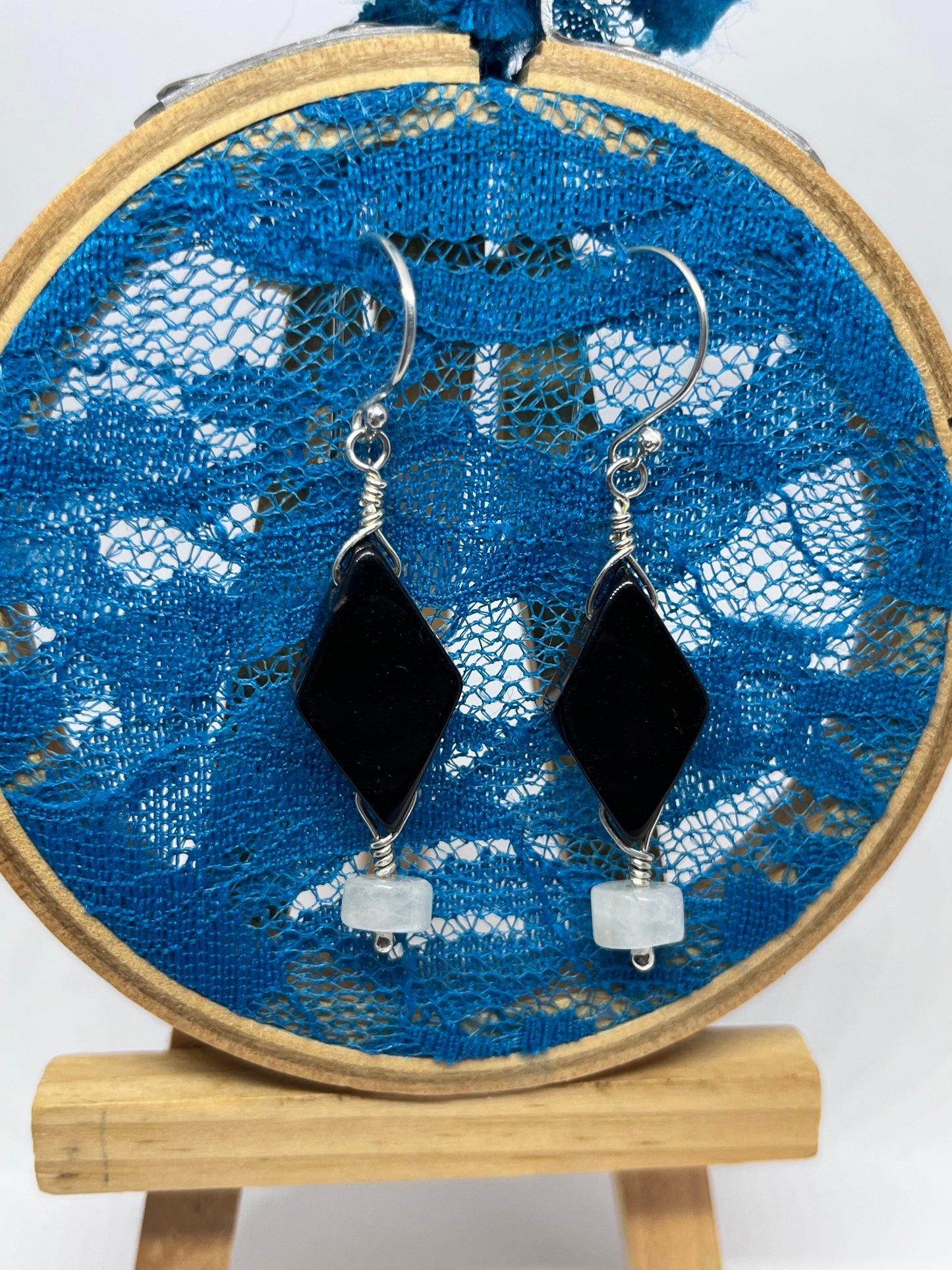 Black Onyx & Moonstone Earrings